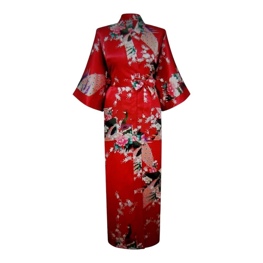 FP in Tokyo Retro Boho Grandmacore Whimsigoth Goth Peacock Satin Kimono Robe L - Picture 2 of 9